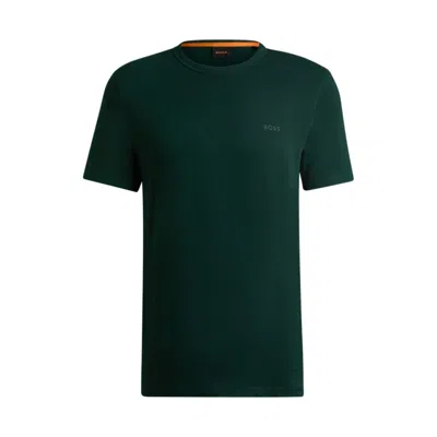Hugo Boss Regular-fit T-shirt In Slub Cotton With Logo Detail In Green