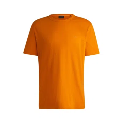 Hugo Boss Regular-fit T-shirt In Slub Cotton With Logo Detail In Orange