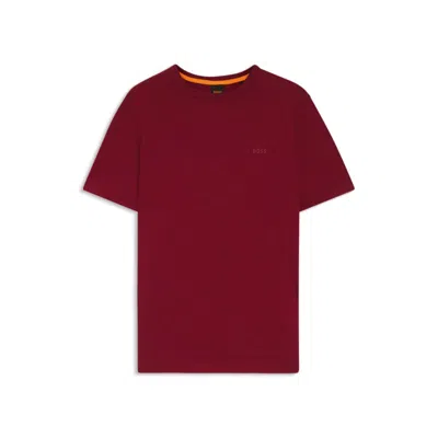Hugo Boss Regular-fit T-shirt In Slub Cotton With Logo Detail In Red