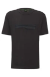 Hugo Boss Regular-fit T-shirt In Stretch Cotton With Logo Artwork In Dark Grey
