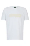 Hugo Boss Regular-fit T-shirt In Stretch Cotton With Logo Artwork In White