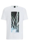 Hugo Boss Regular-fit T-shirt In Stretch Cotton With Seasonal Artwork In White