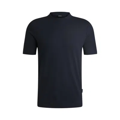 Hugo Boss Regular-fit T-shirt In Stretch Flannel In Blue
