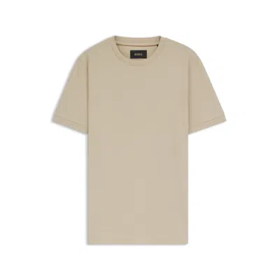 Hugo Boss Regular-fit T-shirt In Structured Cotton In Neutral