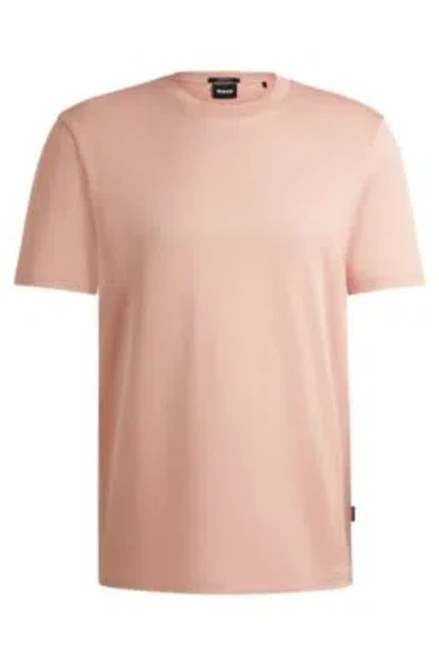 Hugo Boss Regular-fit T-shirt In Structured Mercerized Cotton In Light Pink