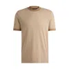 Hugo Boss Regular-fit T-shirt In Two-tone Cotton And Cashmere In Brown