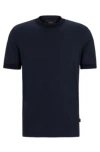 Hugo Boss Regular-fit T-shirt In Two-tone Cotton And Cashmere In Dark Blue