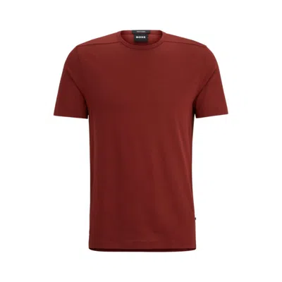 Hugo Boss Regular-fit T-shirt With Ergonomic Seams In Light Brown