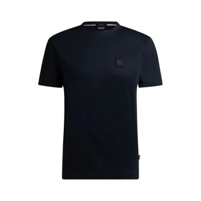 Hugo Boss Regular-fit T-shirt With Logo Badge In Blue