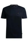 Hugo Boss Regular-fit T-shirt With Logo Badge In Dark Blue