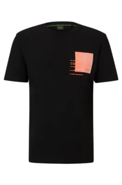 Hugo Boss Regular-fit T-shirt With Seasonal Artwork In Black