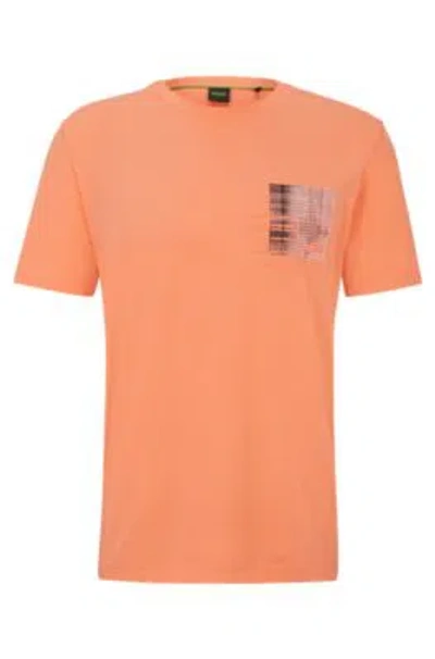 Hugo Boss Regular-fit T-shirt With Seasonal Artwork In Light Red