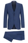 HUGO BOSS REGULAR-FIT THREE-PIECE SUIT IN MELANGE VIRGIN WOOL