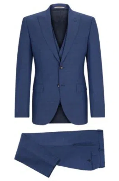 HUGO BOSS REGULAR-FIT THREE-PIECE SUIT IN MELANGE VIRGIN WOOL