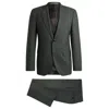 Hugo Boss Regular-fit Three-piece Suit In Melange Virgin Wool In Green
