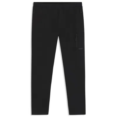 Hugo Boss Regular-fit Tracksuit Bottoms With Decorative Reflective Details In Black