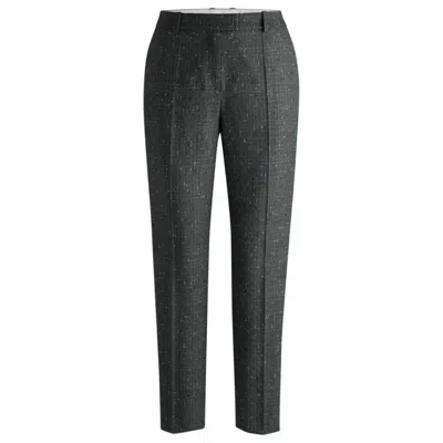 Hugo Boss Regular-fit Trousers In A Checked Virgin-wool Blend In Patterned