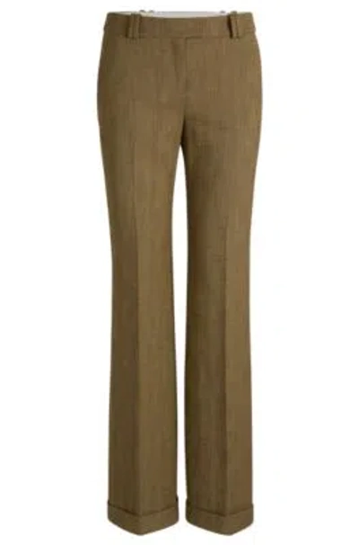 Hugo Boss Regular-fit Trousers In Herringbone Stretch Fabric In Patterned