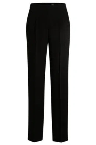 Hugo Boss Regular-fit Trousers In Matte Fabric In Black