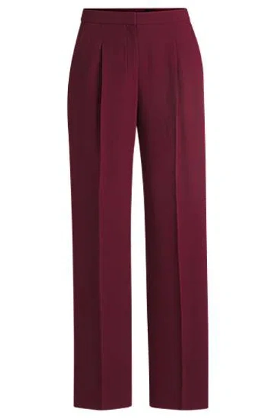 Hugo Boss Regular-fit Trousers In Matte Fabric In Red