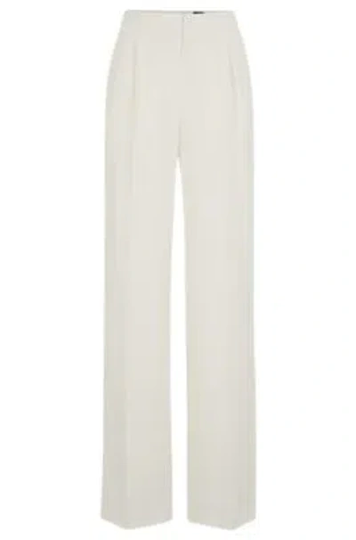 Hugo Boss Regular-fit Trousers In Matte Fabric In White