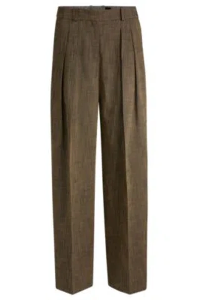 HUGO BOSS REGULAR-FIT TROUSERS IN MELANGE SHARKSKIN
