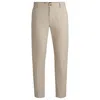 Hugo Boss Regular-fit Trousers In Micro-patterned Stretch Cotton In Beige