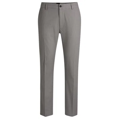 Hugo Boss Regular-fit Trousers In Micro-patterned Stretch Cotton In Grey