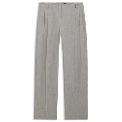 Hugo Boss Regular-fit Trousers In Sharkskin Twill In Silver