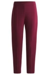 Hugo Boss Regular-fit Trousers In Stretch Fabric With Tapered Leg In Dark Red