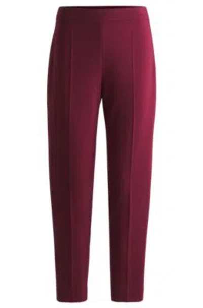Hugo Boss Regular-fit Trousers In Stretch Fabric With Tapered Leg In Dark Red