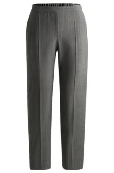 Hugo Boss Regular-fit Trousers In Striped Wool In Patterned