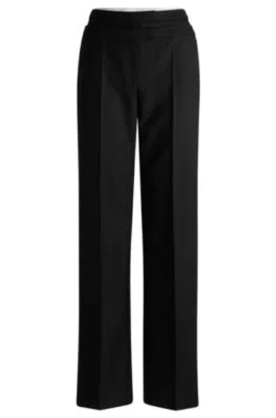 Hugo Boss Regular-fit Trousers In Virgin-wool Twill In Black