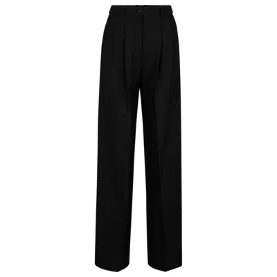 Hugo Boss Regular-fit Trousers In Virgin-wool Twill In Black