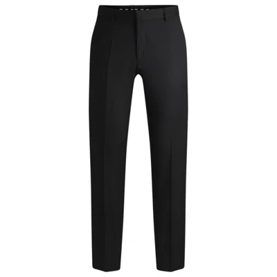 Hugo Boss Regular-fit Trousers In Wool Serge In Black