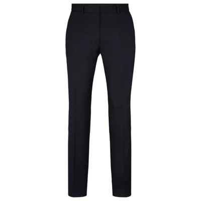 Hugo Boss Formal Trousers In Virgin-wool Serge In Dark Blue