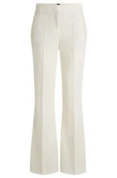 Hugo Boss Regular-fit Trousers In Wool Twill In White