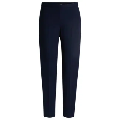 Hugo Boss Regular-fit Trousers With Front Crease In Blue