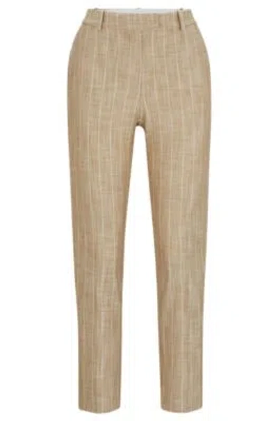 Hugo Boss Regular-fit Trousers With Pinstripe Pattern In Patterned