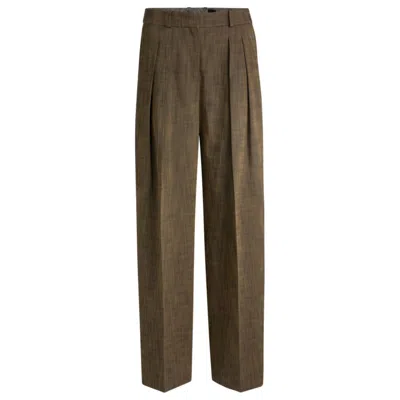 HUGO BOSS REGULAR-FIT TROUSERS WITH PLEATED FRONT