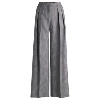 Hugo Boss Regular-fit Trousers With Pleated Front In Gray