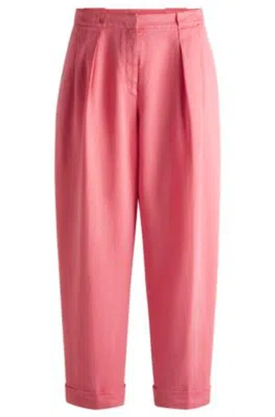 Hugo Boss Regular-fit Trousers With Tapered Leg In Light Pink