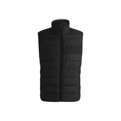 Hugo Boss Regular-fit Water-repellent Gilet With Tonal Logo In Black