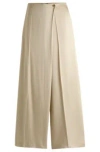 Hugo Boss Regular-fit Wide-leg Trousers With Wrap Effect In Light Beige