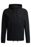 Hugo Boss Regular-fit Zip-up Hoodie With Quick-dry Performance In Black