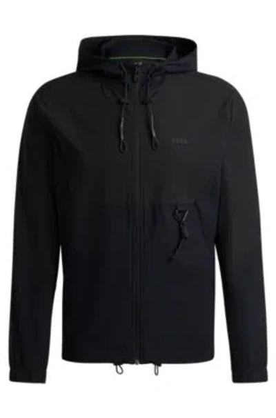 HUGO BOSS REGULAR-FIT ZIP-UP HOODIE WITH QUICK-DRY PERFORMANCE