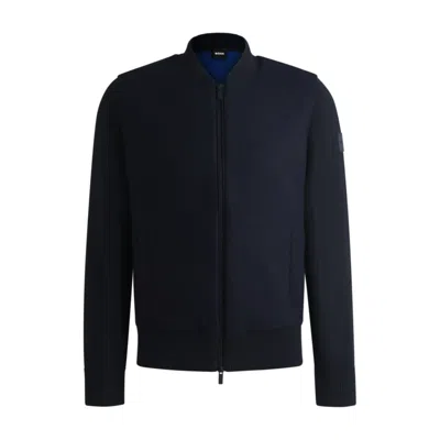 Hugo Boss Regular-fit Zip-up Jacket With Padded Front Panel In Blue