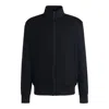 Hugo Boss Stretch-cotton Zip-up Sweatshirt With Logo Print In Blue