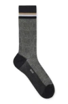 Hugo Boss Regular-length Checked Socks In Mercerized Stretch Cotton In Gray