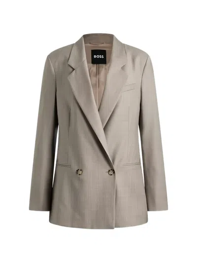 Hugo Boss Regular-fit Blazer In Italian Virgin Wool With Stretch In Neutrals